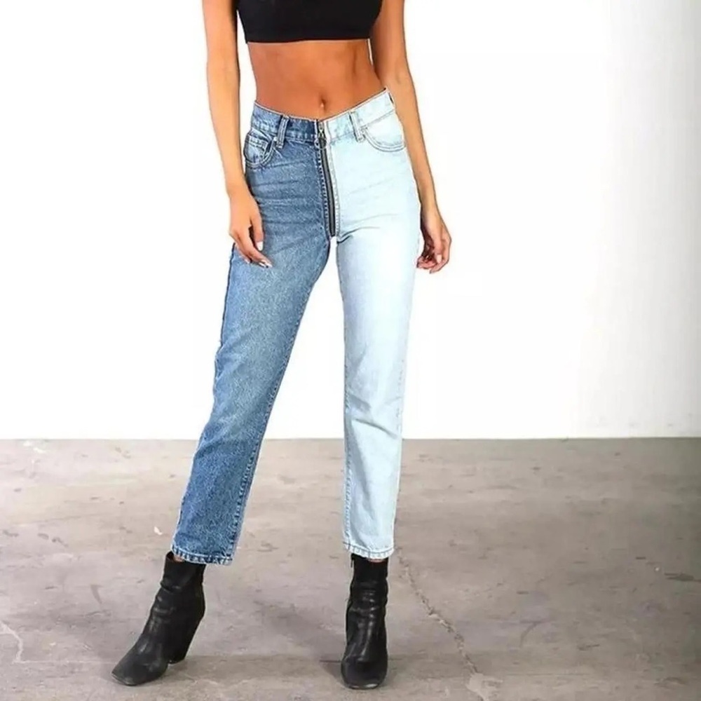 Revice Denim Yin Yang Two Tone Crop Jeans Size 28 - Picture 2 of 16